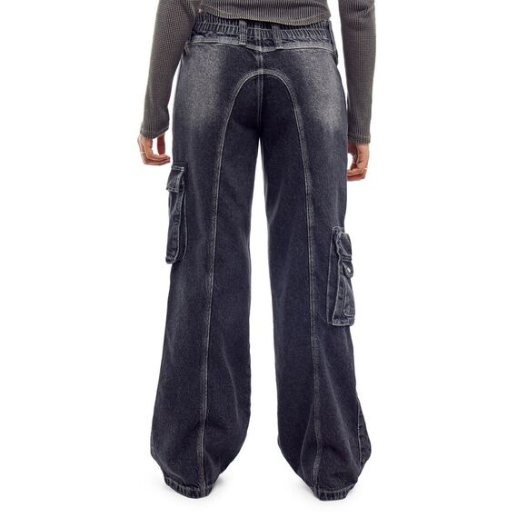 BDG Urban Outfitters Y2K Cargo Low Rise Utility Jeans Women's S Small Black - Picture 2 of 6